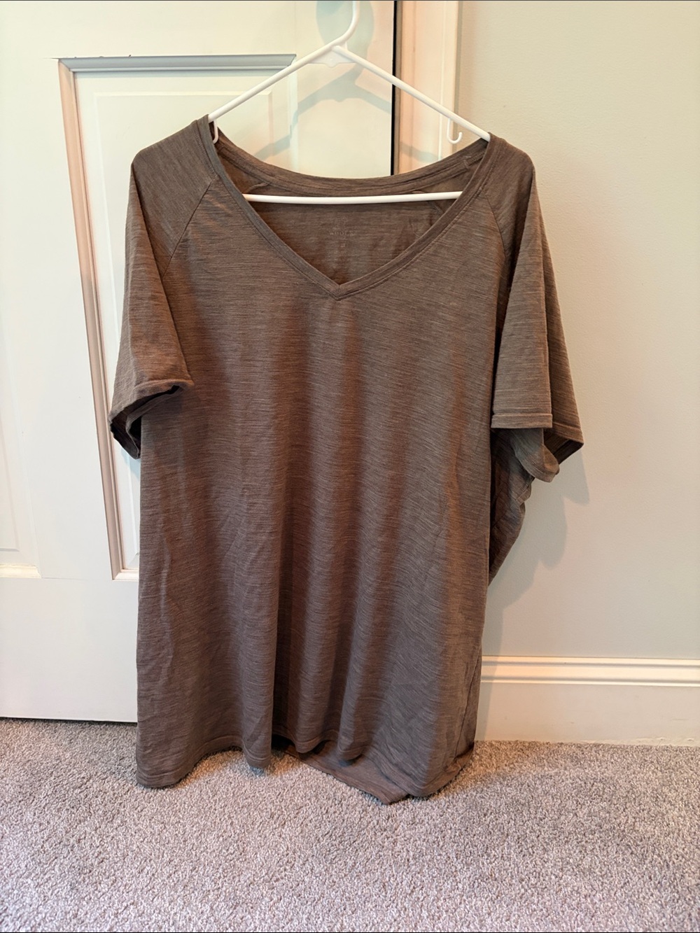 Everyday V-Neck Short Sleeve Top in Taupe